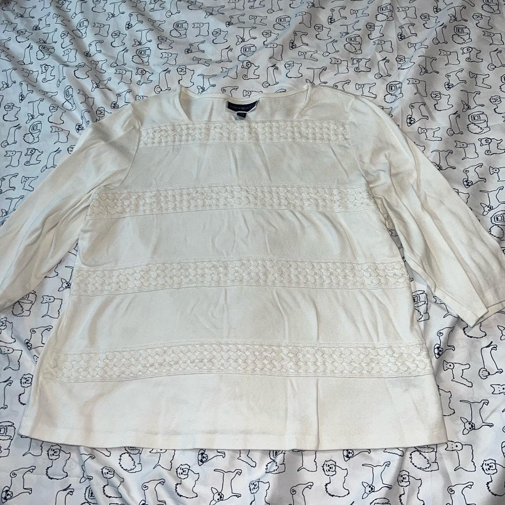 Karen Scott Cream Lace Women's Blouse